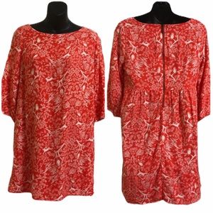 Red Orange Nature 3/4 Sleeve Dress